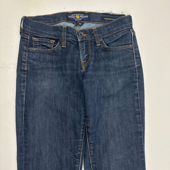 Lucky Brand Charlie Flare Women's size 0 Dark Wash Blue Denim Jeans - Picture 2 of 6